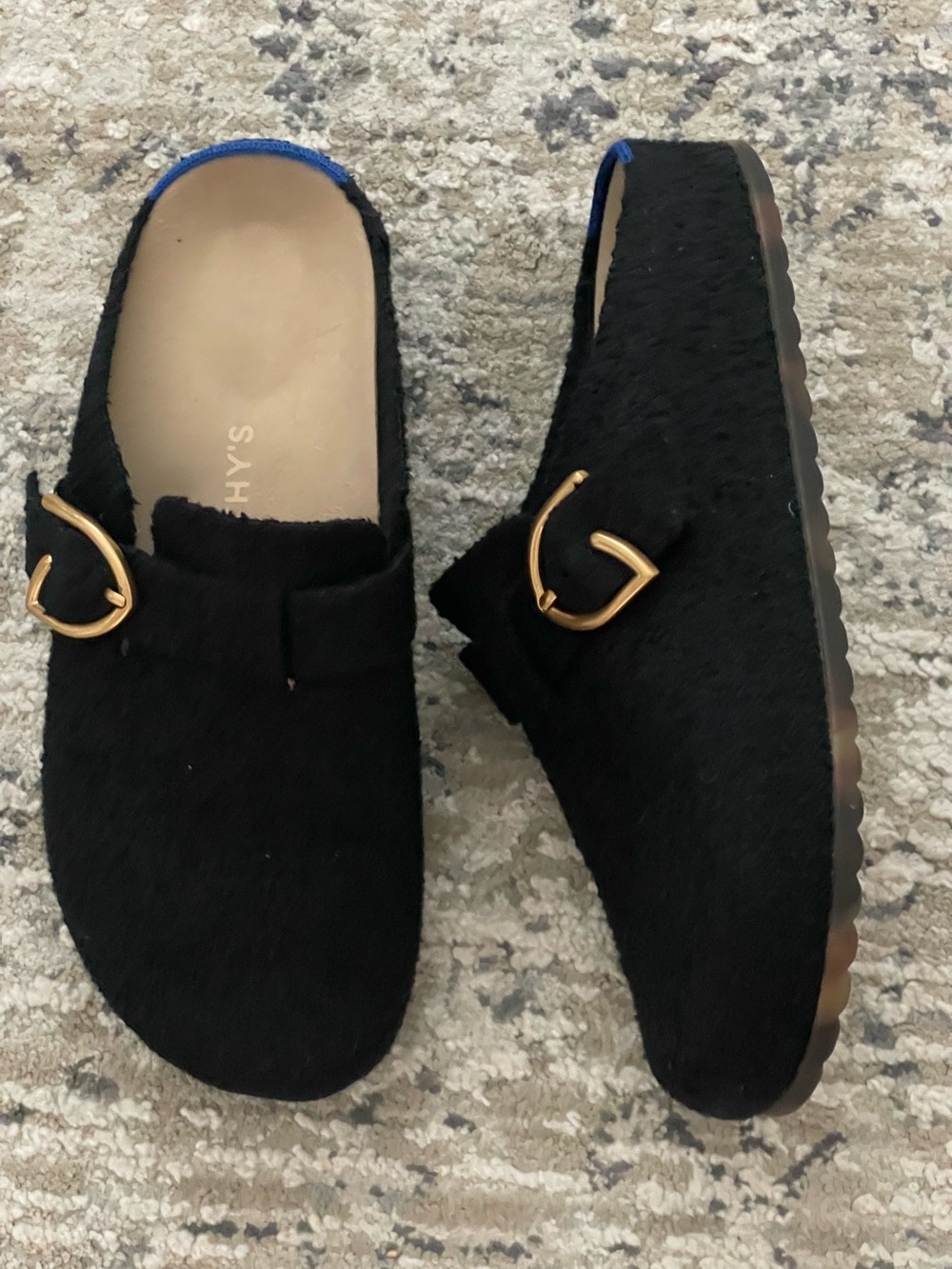Rothy’s Boucle Clogs Big Buckle Black Gold *Retired Style* Moccasins